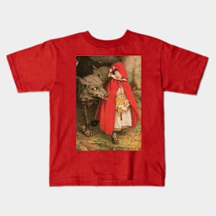 Vintage Fairy Tales, Little Red Riding Hood by Jessie Willcox Smith Kids T-Shirt